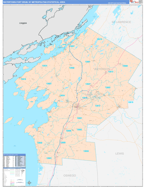 Watertown-Fort Drum Metro Area Wall Map